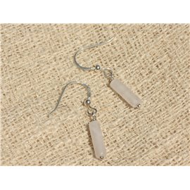 Orecchini in argento sterling 925 e pietra - Colonne in quarzo rosa 13x4mm 