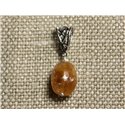 Collier Pendentif Pierre - Citrine Olive Facettée 17mm N8 