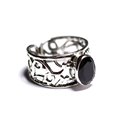 N224 - Bague Argent 925 et Pierre - Onyx noir Facetté Ovale 9x7mm 