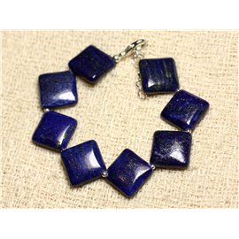 Bracelet Silver 925 and Stone - Lapis Lazuli Losanges 17mm 