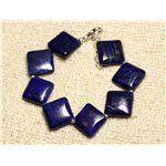 Bracelet Argent 925 et Pierre - Lapis Lazuli Losanges 17mm 