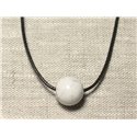 Collier Pendentif Pierre semi précieuse - Howlite Boule 14mm 