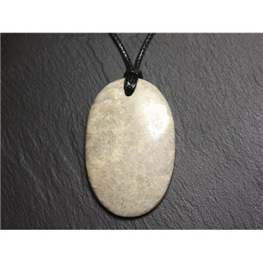 Collier Pendentif en Pierre - Corail Fossile Ovale 50mm 