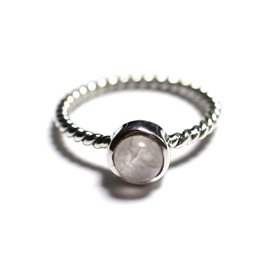 N231 - 925 Silver and Stone Ring - Rose Quartz 6mm Twist Ring 