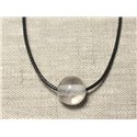 Collier Pendentif Pierre semi précieuse - Cristal Quartz Boule 14mm 