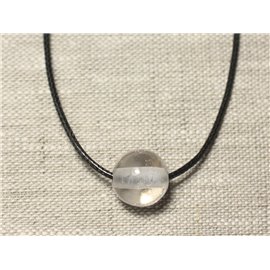Collana con ciondolo in pietra semipreziosa - sfera di quarzo cristallo 14 mm 