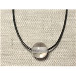 Collier Pendentif Pierre semi précieuse - Cristal Quartz Boule 14mm 