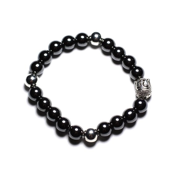 Bracelet Bouddha et Pierre semi précieuse - Hématite 