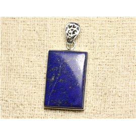 N40 - Pendant Silver 925 and Stone - Lapis Lazuli Rectangle 32x22mm 