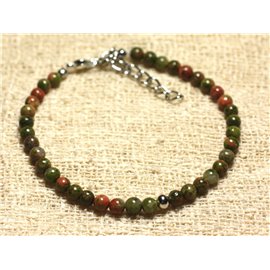 Pulsera Plata 925 y piedra semipreciosa Unakite 4mm