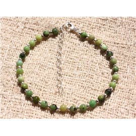 Bracelet Silver 925 and Stone - Chrysoprase 4mm 