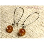 Boucles d'Oreilles Ambre Naturelle 8-9mm longs crochets argentés 