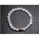 Bracelet Bouddha et Pierre semi précieuse - Agate Blanche Facettée 8mm 