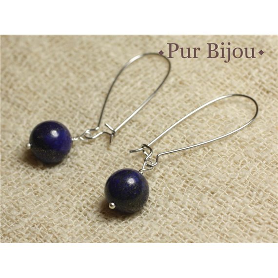 Boucles d'Oreilles Pierre - Lapis Lazuli 10mm