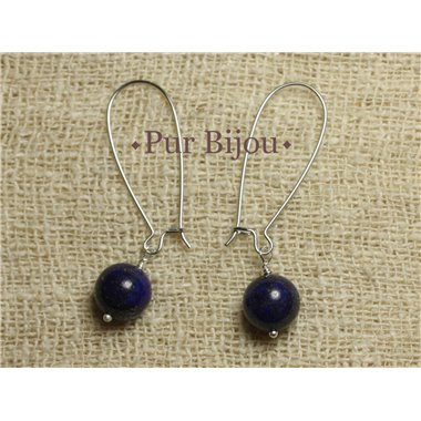 Boucles d'Oreilles Pierre - Lapis Lazuli 10mm