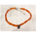 Bracelet Argent 925 et Pierre - Cornaline rondelles facettées 3mm 