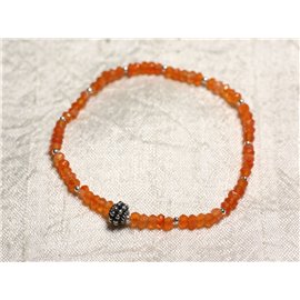 Bracelet Argent 925 et Pierre - Cornaline rondelles facettées 3mm  Bracelet Argent 925 et Pierre - Cornaline rondelles facettées 3mm