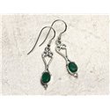 BO208 - Boucles d'Oreilles Argent 925 Coeurs 31mm Emeraude 