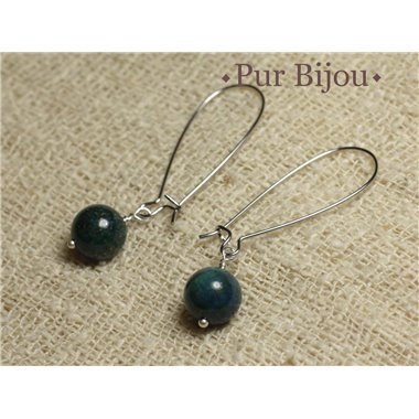 Boucles d'Oreilles Pierre - Chrysocolle 10mm 