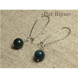 Boucles d'Oreilles Pierre - Chrysocolle 10mm 