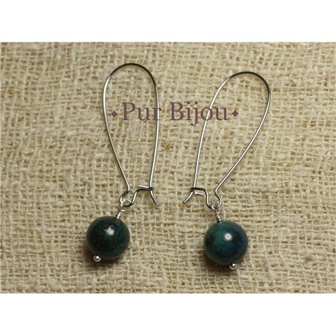 Boucles d'Oreilles Pierre - Chrysocolle 10mm