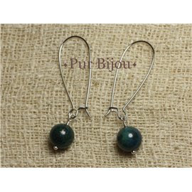 Boucles d'Oreilles Pierre - Chrysocolle 10mm  Boucles d'Oreilles Pierre - Chrysocolle 10mm