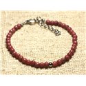 Bracelet Argent 925 et Pierre semi précieuse Rhodonite 4mm