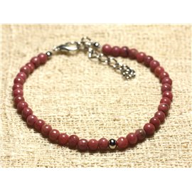 Bracciale Argento 925 e pietra semipreziosa Rhodonite 4mm