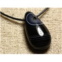 Collier Pendentif en Pierre - Agate Noire Goutte 40mm