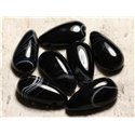 Collier Pendentif en Pierre - Agate Noire Goutte 40mm