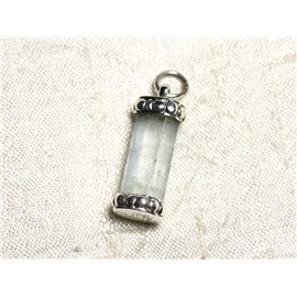 N3 - 925 Sterling Silver Pendant and Stone - Raw Aquamarine 28mm 