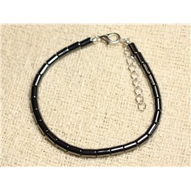 Bracelet 925 Silver and Stone - Hematite Tubes 6mm 