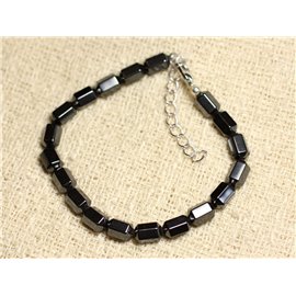 Bracciale in Argento 925 e Pietra - Tubi in Ematite Sfaccettata 8mm 