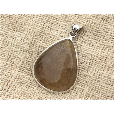 n1 - Pendentif Argent 925 et Pierre - Quartz Rutile Goutte 33x26mm 