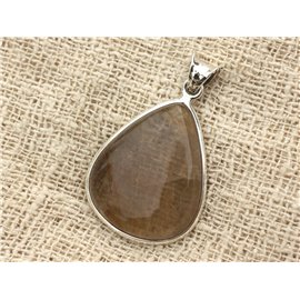 n1 - Pendant Silver 925 and Stone - Quartz Rutile Drop 33x26mm 