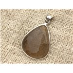 n1 - Pendentif Argent 925 et Pierre - Quartz Rutile Goutte 33x26mm 