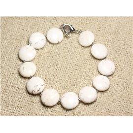 Bracciale in Argento 925 e Pietra - Palette di Magnesite 12mm 