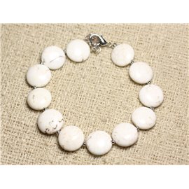 Bracelet 925 Silver and Stone - Magnesite Palets 12mm 