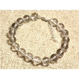 Bracelet Silver 925 and semi precious stone - Quartz Crystal 8mm