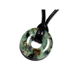 Stone Pendant Necklace - Turquoise Africa Donut Pi 20mm 