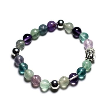 Bracelet Bouddha et Pierre semi précieuse - Fluorite 