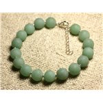 Bracelet Argent 925 et Pierre semi précieuse - Aventurine verte Mat 10mm 