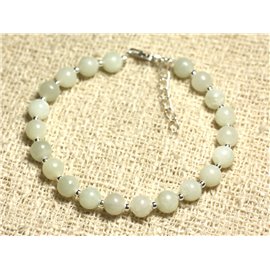 Pulsera Plata 925 y Piedra - Jade verde claro 6mm