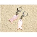 Boucles d'Oreilles Nacre Poissons 23mm Rose Saumon Pastel 