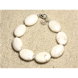 Bracelet Silver 925 and Stone - Magnesite Oval 18mm 