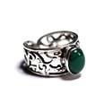 N224 - Bague Argent 925 et Pierre - Onyx vert Ovale 9x7mm 