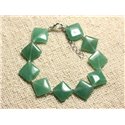 Bracelet Argent 925 et Pierre - Aventurine verte Losanges 15x12mm 