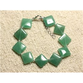 Bracelet Argent 925 et Pierre - Aventurine verte Losanges 15x12mm 