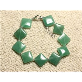 Pulsera Plata 925 y Piedra - Diamantes Aventurina Verde 15x12mm 