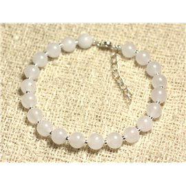 Pulsera Plata 925 y Piedra - Jade Blanco 6mm